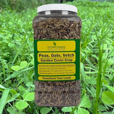 TnT Seed Company Peas, Oats, Vetch Garden Cover Crop Mix Seeds for Planting - 5 lb Jug - Improves Soil Health, Weed Suppression, Nitrogen Fixation, Increases Biomass