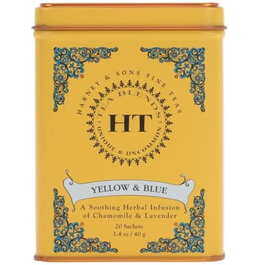 Harney & Sons Master Yellow & Blue Tea Tin - Herbal Blend of Chamomile, Lavender, and Cornflowers - 1.4 Oz, 20 Count