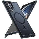 TOCOL for Samsung Galaxy S22 Ultra Case Magnetic, [Wireless Charging Compatible ][Military Drop Protection] Translucent Matte Back Cover for S22 Ultra, Black