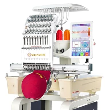 Smartstitch S-1501 Ultra Embroidery Machine with 15 Needles, 1200SPM Max Speed, 12" Touch Screen, Wifi available, 20"x14" Embroidery Area, Beast Machine Embroidering Cap, Hat, Structured Hats and more