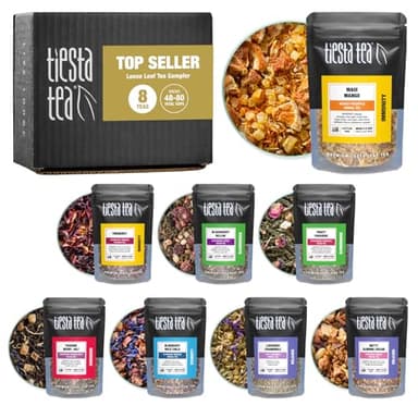Tiesta Tea - Top 8 Favorites Sampler Set, Loose Leaf, Up to 80 Cups, High to No Caffeine, Hot & Iced, Tea Variety Pack with Green, Herbal, & Black, 8 Sample Pouches