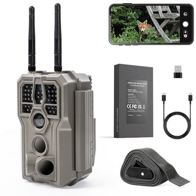 GardePro E8 2.0 Pro WiFi Trail Camera (Non-Cellular), 4K Video & 64MP Photo, 7800mAh Battery, 165ft Long-Range Dual Antennas, Live View, No-Glow IR Night Vision, Motion Detection