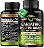 Bariatric Multivitamin - 45 mg Iron Supplements - Made in USA - for Women & Men - All-in-One, 21 Essential Vitamins - Gastric Sleeve Support - Free of Sugar, Gluten & Soy - 90 Capsules, Once Daily