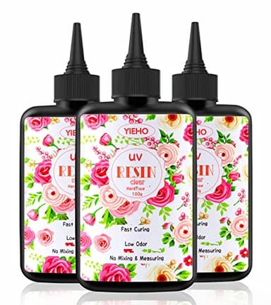 YIEHO 300g UV Resin,Upgraded Hard Type Crystal Clear Epoxy Resin Up Premixed UV Cure for Craft Jewelry Making