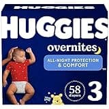 Huggies Size 3 Overnites Baby Diapers: Overnight Diapers, Size 3 (16-28 lbs), 58 Ct