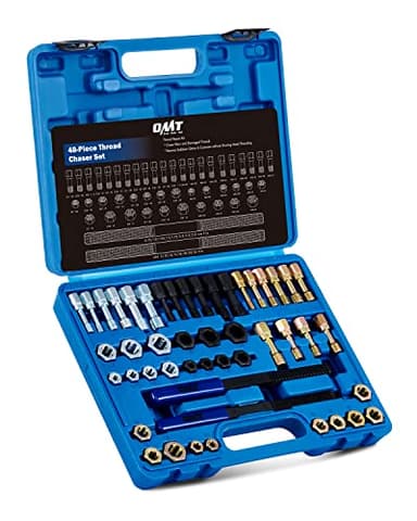 Orion Motor Tech 49 Piece Thread Chaser Set, Metric and SAE Thread Repair Kit with 22 Taps 24 Dies 3 Thread Files, Universal Rethreading Kit Thread Restorer Tool Set in UNC UNF Metric Sizes with Case