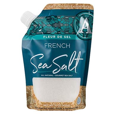 SALTWORKS Artisan Salt Company Fleur de Sel French Flower of Salt, Pour Spout Pouch, 15 Ounce