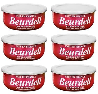 Beurdell French Salted Real Canned Butter 100% Natural Pasteurized Butter A real butter from France | Great For Hurricane Preparedness Emergency Survival Kit Great For Cooking, Baking Pack of 6