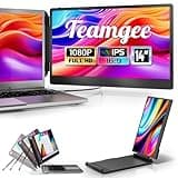 Teamgee Laptop Screen Extender, 14" FHD 1080P IPS Portable Monitor for Laptop, Built-in Stand/Speaker, Dual Screen Monitor for 13"-17" Laptops, Plug & Play Suitable for Mac, Wins, Android, Dex