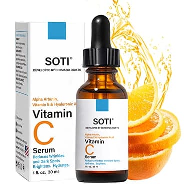 Vitamin C Face Serum with Hyaluronic Acid, Alpha Arbutin and Vitamin E, Anti Aging for Dark Spots, Wrinkles & Acne, Brightens Skin Tone, Restores Radiance, 1 fl.oz. 30ml