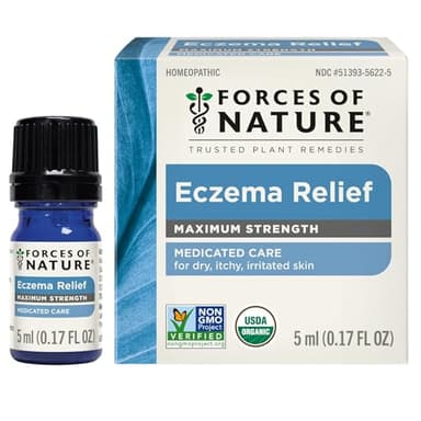 Forces of Nature Eczema Control, Sensitive, Dry and Itchy Skin Relief, Steroid-Free Skin Care for Flare-Ups, Eczema Treatment for Adults, Organic Homeopathic Medicine, Fast-Acting, 0.17 FL OZ