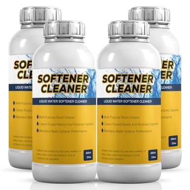 Qoddxx 4-Pack Liquid Water Softener Cleaner, Water Softener Cleaner Solution Universal Cleanser for Hardwater Systems, 4 Ounce Bottle