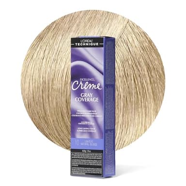 L'OREAL TECHNIQUE Excellence Crème Permanent Hair Color - Long-Lasting Hair Dye, Rich Formula With No-Drip Application, Superb Gray Coverage, 10 Lightest Natural Blonde