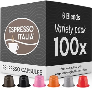 ESPRESSO ITALIA Capsules Compatible with Nespresso Machines, 100 Count - VARIETY PACK, Italian Coffee Pods Expresso