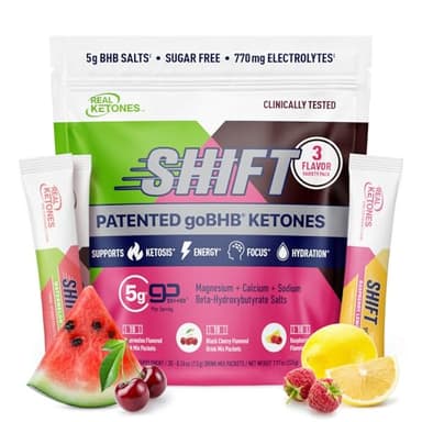 Real Ketones BHB Exogenous Ketones Drink Mix Packets Keto Electrolytes Powder Packets No Sugar with 4 Main Fasting Electrolytes Plus Hydrating Patented Keto BHB - 30 Count Variety Pack