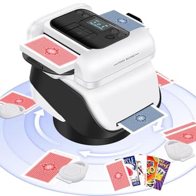 Cutebe Automatic Card Shuffler and Dealer, Electric Card Shuffler 1-2 Decks Support 12 Players, 360°/180° Deal for Poker, UNO, Phase 10, Skip-Bo
