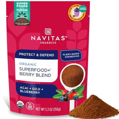 Navitas Organics Superfood+ for Immune Support (Acai + Goji + Blueberry), Bag, 30 Servings Organic, Non-GMO, Vegan, Gluten-Free, Keto & Paleo, Berry Blend, 5.3 Oz