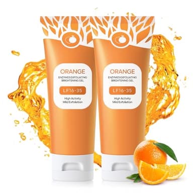 Freeorr Orange Exfoliating Gel for Face and Body, Deep Clean Pores, Remove Blackheads, Exfoliating Moisturizing Facial Scrub Exfoliator Natural Orange Peeling Gel for All Types Skin-2 PCS