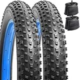 YUNSCM 2-PCS 20" Fat Bike Tires 20x3.0/76-406 and 20" Heavy Duty Bike Tubes Schrader Valve Compatible with Mountain Bike 20 x 3.0 E-Bike Bicycle Tires and Tubes (Y-999)