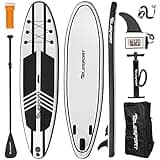 TELESPORT Paddle Boards 11 Foot Long 33 Inch Wide Inflatable Stand Up Paddleboard Blowup SUP Board with Accessories, 350 Pound Weight Capacity, Black