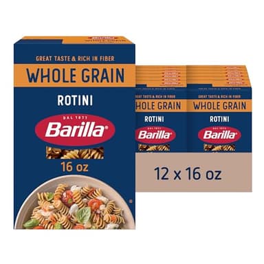 Barilla Whole Grain Rotini Pasta, 16 oz. Box (Pack of 12) - Non-GMO, Made With 100% Whole Grain Durum Wheat - Great Source of Fiber