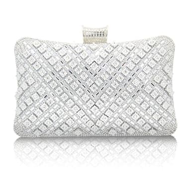 Rhinestone Clutch Purses for Women Elegant Evening Bag Sparkly Shoulder Bags Crystal Bridal Handbag for Party Prom Wedding -Silver