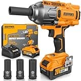 ALLOYPOWER Cordless Brushless Impact Wrench, 1475 ft-lbs (2000N.m), 1/2 High Torque power impact gun, 3-Mode Speed, 4000mAh Battery, 3 Sockets, Electric Impact Wrench Set for Car Tire Truck RV Mower