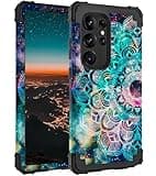Hocase for Galaxy S25 Ultra Case, Shockproof Heavy Duty Hard Plastic+Soft Silicone Rubber Bumper Hybrid Dual-Layer Protective Case for Samsung Galaxy S25 Ultra 6.9" 2025 - Mandala in Galaxy