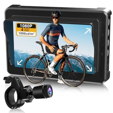 PARKVISION Handlebar Bike Mirror, Bicycle Rear View Zoom Camera with Dust Cover, 4.3'' HD 1080P Monitor, 120°/100°/80°/60° Wide Angle View, 10000mah Battery, Bike Camera for Mountain