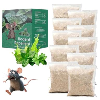 Mouse Rodent Repellent, 10 Pack Peppermint Lemon Oil Mice Repellent for Squirrel Rats Spider Pests, Natural Deterrent for Kitchen, Warehouse, Car, Indoor, Outdoor, Safe for Pets & Family