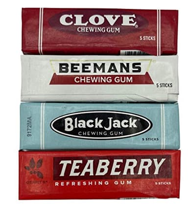 Nostalgic Retro Classic Chewing Gum Variety Black Jack, Beeman's, Clove and Teaberry ~ 1 Pack of Each Flavor