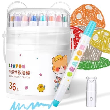 Prudiut 36 Color Silky Twistable Crayons for Artist, Washable Art Supplies, Multicultural Pastel Gel Crayons, Easy Grip Coloring Gift