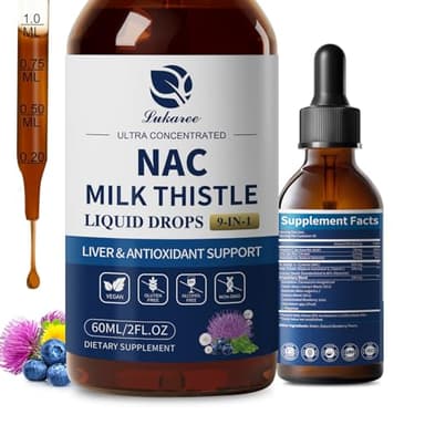 Lukaree NAC Supplement 600mg w/Milk Thistle -Liposomal NAC N-Acetyl-L-Cysteine Liquid Drops w/Selenium for Liver Detox Support, Antioxidants, Brain Wellness & Immune Support* -Ultra-Concentrated -2oz