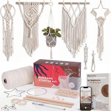 MIGO Creates Macrame Kits for Adults Beginners with 112 Macrame Supplies and 7 Projects Book: DIY Macrame Kit Includes 165 Yards Macrame Cord with Craft Supplies & Materials to Start Macrame!