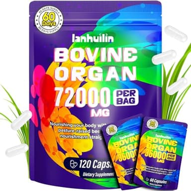 lanhuilin Beef Organ Supplement for Women - 100% Grass Fed Beef Organs with Bovine Liver, Ovary, Uterus, Kidney, Heart & Fallopian Tubes - PMS, Menopause & Energy, Immune & Mood Support, 120 Count