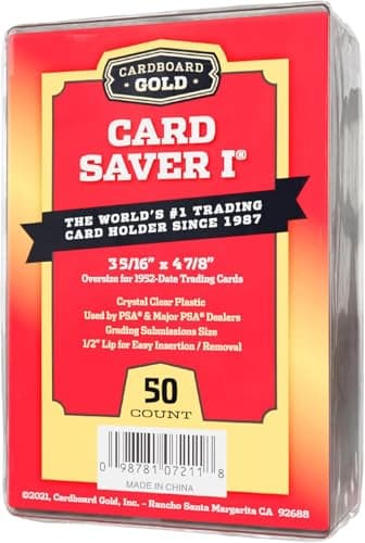 Cardboard Gold Card Saver 1 - 50 Count - Semi Rigid Card Holder, Trading Card Protectors - PSA-Approved Cardsaver for Baseball, Trading, Sports Cards - Card Sleeves, Binder, & Storage Box Compatible