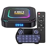 Android TV Box 13.0 4GB RAM 64GB ROM RK3528 WiFi 6 Smart TV Box RGB Light Set Top Box BT5.0 Ultra HD 1080P 4K 8K HLG Mode HDR10+ WiFi 6 USB 3.0 Android Box with Mini Wireless Backlit Keyboard