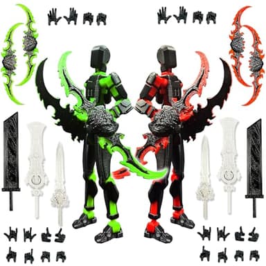 T13 New Action Figure Set (Assembly Completed), 3D Printed Multi-Jointed Movable Titan 13 Dummy Lucky 13 Mobile Robot, Nova 13 Action Figures Desktop Decorations for Game Lovers Toy (Black Red Green）