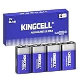 KINGCELL 9V Batteries 4 Pack, Alkaline Hight Performance 9 Volt Battery with 10-Year Shelf Life，Long-Lasting Power 9v Battery for Smoke Detector and Household、Office Devices