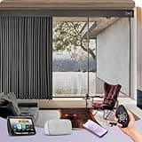 Graywind Hardwired Smart Curtains Motorized Blackout Curtain with Remote Alexa Google Control for Sliding Door Thermal Insulated Drapes One-Way or Split Draw, Custom Width to 220" (Iron Grey)