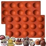 2-Pack 15-Cavity Silicone Baking Molds | Non-Stick Semi Sphere Molds for Jelly, Chocolate & Cake | BPA-Free Food Grade (Round/Half Sphere) by ENBRWAS