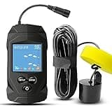 Atibin Portable Water Fish Finder Transducer Wired Handheld Depth Finder Sonar LCD Display Fish Finders Kayak FF068