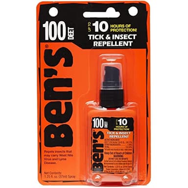 Ben’s 100% DEET Tick & Insect Repellent 1.25 oz. Pump Spray – 100 Percent DEET Bug Spray Travel Size Best Insect Repellent Last 10 Hours Repels Mosquitoes, Ticks, Black Flies, Chiggers, Midges, & More