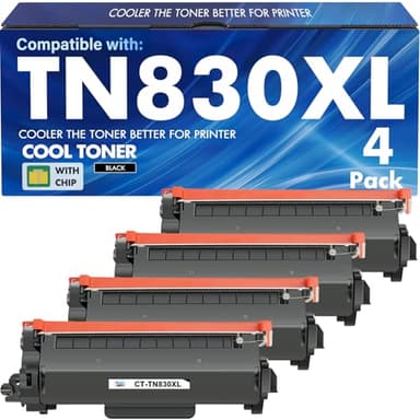 TN830 TN830XL 830XL Toner for Brother Printer DCP-L2640DW HL-L2460DW Replacement for Brother TN-830 XL/V/R TN 830 XL TN-830XL Cartridge MFC-L2820DW HL-L2405W HL-L2400D Printer High Yield 4 Pack Black