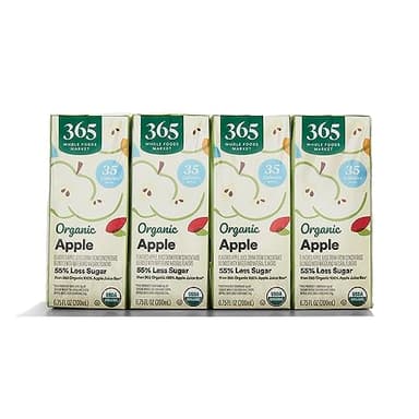 365 by Whole Foods Market, Organic Reduced-Sugar Apple Juice Boxes, 6.75 Fl Oz (Pack of 8)