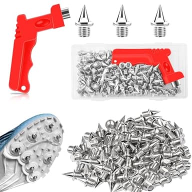 whpqhw 90PCS Track Spikes Golf Shoe Spikes，1/4 Inch Stainless Steel Track and Cross Country Spike with Wrench, Replacement Spike for Sprint Sports Short Running Shoes