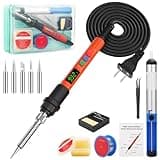 Soldering Iron Kit, 120W LED Digital Advanced Solder Iron Soldering Gun kit, 110V Welding Tools, Smart Temperature Control [356℉-932℉], Extra 5pcs Tips, Auto Sleep, Temp Calibration, Orange