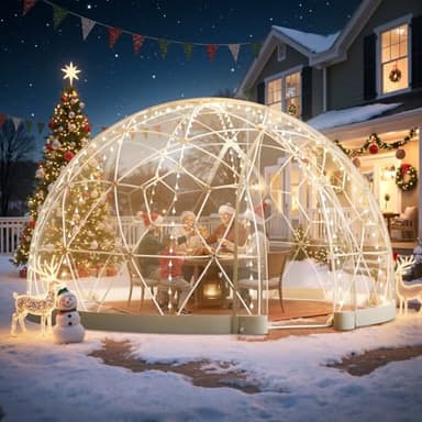 VEVOR Garden Dome Tent, 12 x 7.2 ft Clear Bubble Tent House for 4-7 Person, Waterproof PVC Geodesic Dome Greenhouse with Ventilated Window, Outdoor Igloo Tents for Patio Backyard Party Camping