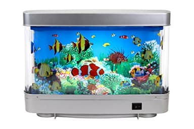 Lightahead Sensory Artificial Aquarium Lamp – LED Virtual Fake Fish Tank with Moving Marine Life Animation Ocean in Motion– Relaxing Ocean Scene Night Light for Kids and Adults (Marine Life A)