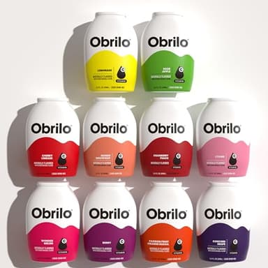 Obrilo Water Enhancer Liquid Flavoring Drops - ZERO Sugar/Calorie, Dye Free, Naturally Flavored Drink Syrup, 2.0 fl oz x 10 Bottles for Kids & Adults (Variety 10 Pack)